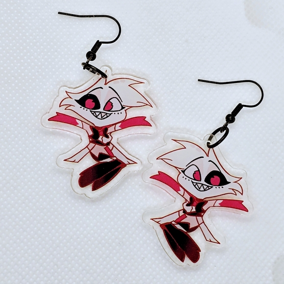 ANGEL DUST - Hazbin Hotel Inspired Dangle Earrings! Handmade! Hypo-Allergenic - Picture 2 of 3